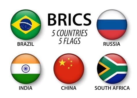 Brics flag . association of 5 countries and map on white background ...