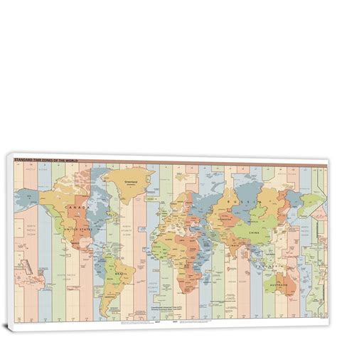 World-Time Zones Map, 2022 - Canvas Wrap