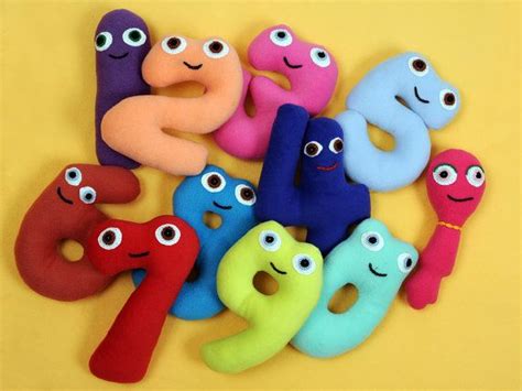 Handmade soft toy number set 0 to 9, large 9inch / 23 cm, safe for all ages, inspired by the ...