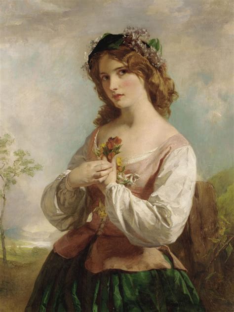 English school, XIX century, Portrait of a girl holding flowers | Art ...