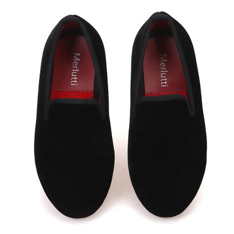 Plain Black Velvet KIDS Loafers - Merlutti