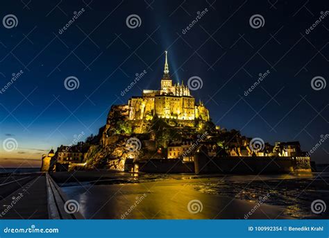 Saint Michael`s Mount Mont Saint Michel by Night Stock Photo - Image of exposure, monastery ...