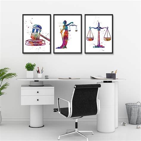 Lawyer Office Decor Law Student Gift Set of 3 Watercolor Art | Etsy