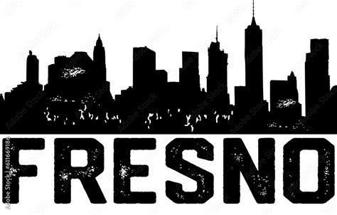 Fresno Skyline Silhouette. Black Fresno California CA City Design Isolated on White Background ...