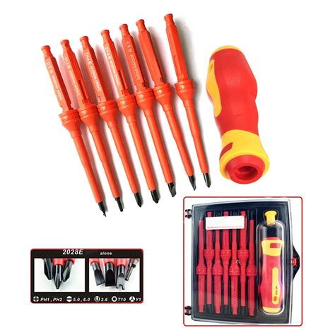 8PCS Insulated High Voltage Multi Screw Head Screwdriver Set Tool Torx T10 Phillips Slotted With ...