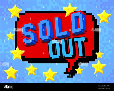 Sold Out. Pixelated word with geometric graphic background. Vector cartoon illustration Stock ...