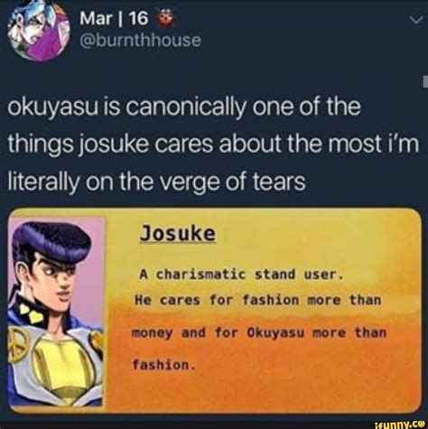 Okuyasu is canonically one of the thingsjosuke cares about the most i'm ...