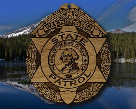 Wooden Washington State Patrol Badge or Shoulder Patch Ornament