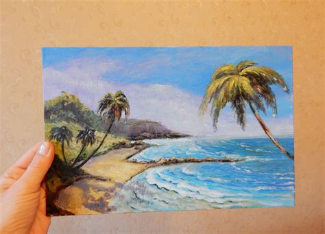 Hawaii Beach Painting Original Art Seascape Painting Canvas | Etsy