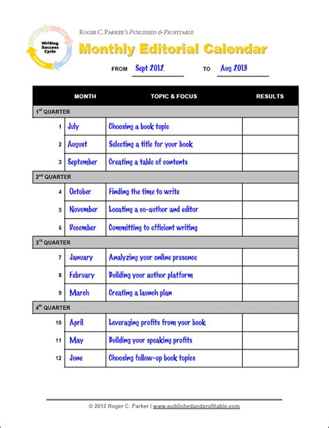 Editorial Calendar Template