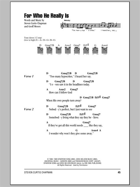 For Who He Really Is by Steven Curtis Chapman - Guitar Chords/Lyrics ...