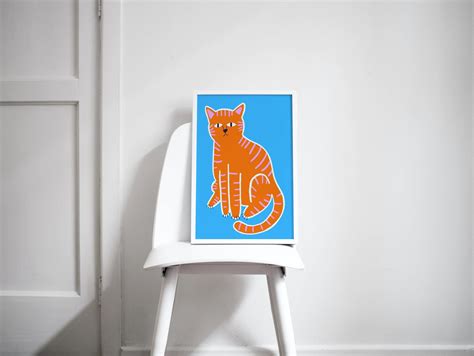 Orange Cat Art Print / Cat Illustration / Cat Art / Cat Lover | Etsy