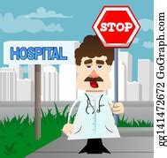 15 Professor Holding A Stop Sign Clip Art | Royalty Free - GoGraph