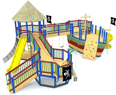 Edward Thatch Pirate Ship Playground Plan | Backyard playhouse ...