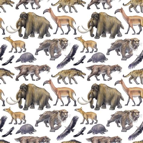 Ice Age Prehistoric Animals Fabric - Etsy