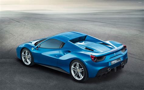 Blue Ferrari 488 Spider with top on wallpaper - Car wallpapers - #51324