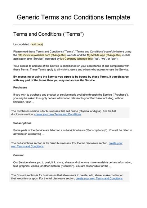 40 Free Terms and Conditions Templates for any Website ᐅ TemplateLab