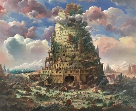 The Tower of Babel. Painting | Tower of babel, Babylon art, Gardens of babylon