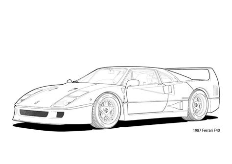 1987 Ferrari F40 Line Illustration Art Print