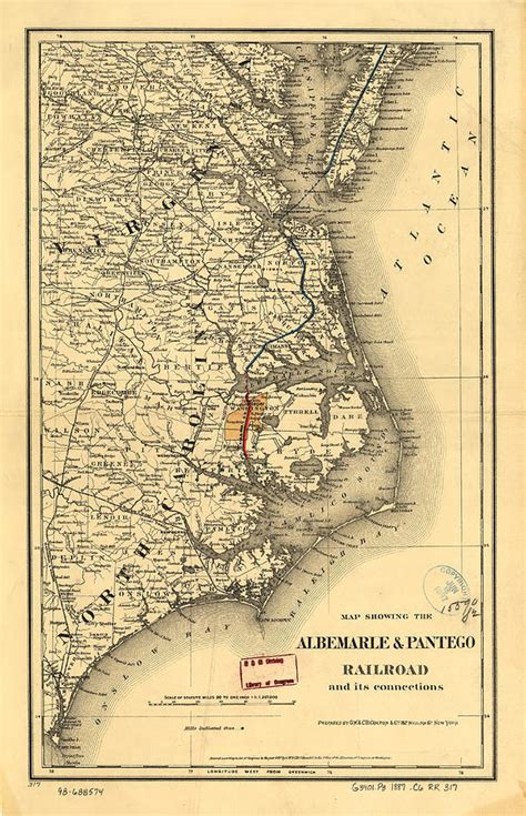 Vintage Map of The North Carolina Coast - 1887 Drawing by ...