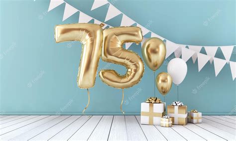 Premium Photo | Happy 75th birthday party celebration balloon bunting ...