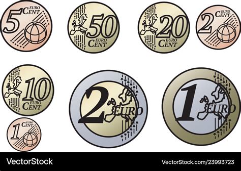 All european union euro coins Royalty Free Vector Image