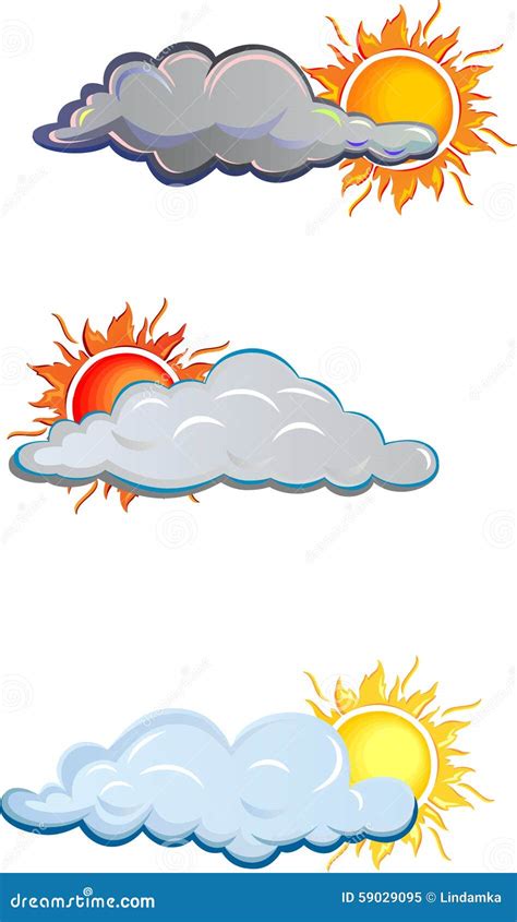 Vector Drawing Of Clouds And Sun Stock Vector - Image: 59029095