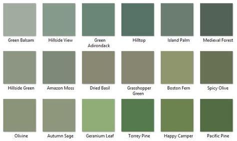 Behr Greens 4 - I like Hillside View, Amazon Moss, and Autumn Sage | Paint Colors | Painted ...