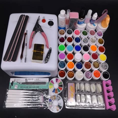 Pro 36w UV Lamp Nail Gel Kit 36 UV Gel Solid Glitter UV Gel Sets ...