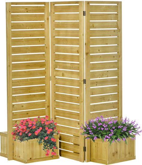 OutSunny Wooden Privacy Screen with Planter Flower Pot Raised Bed • Price