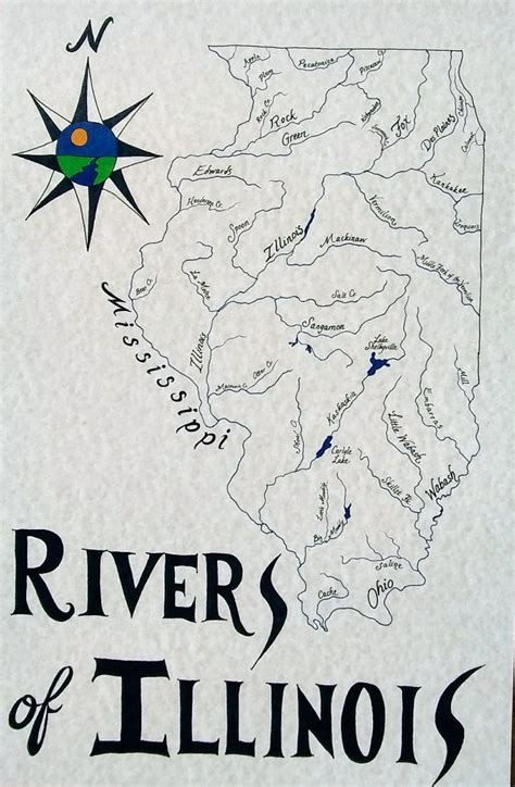 Illinois Rivers Map - Etsy