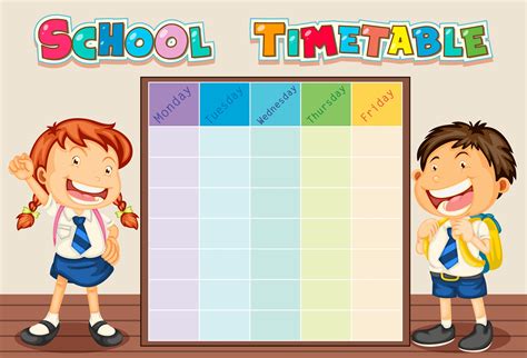 School Timetable with Students 696073 Vector Art at Vecteezy