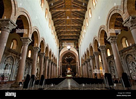 Messina Italy Duomo Cathedral Basilica inside with arch, marble floors ...