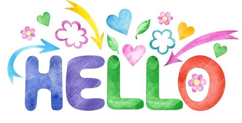 Premium Photo | Watercolor illustration of colorful word hello with ...