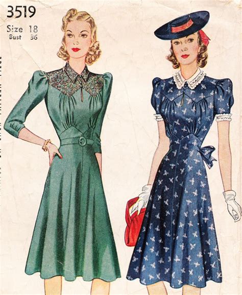 Vintage 1940s dress pattern Simplicity 3519 | Etsy