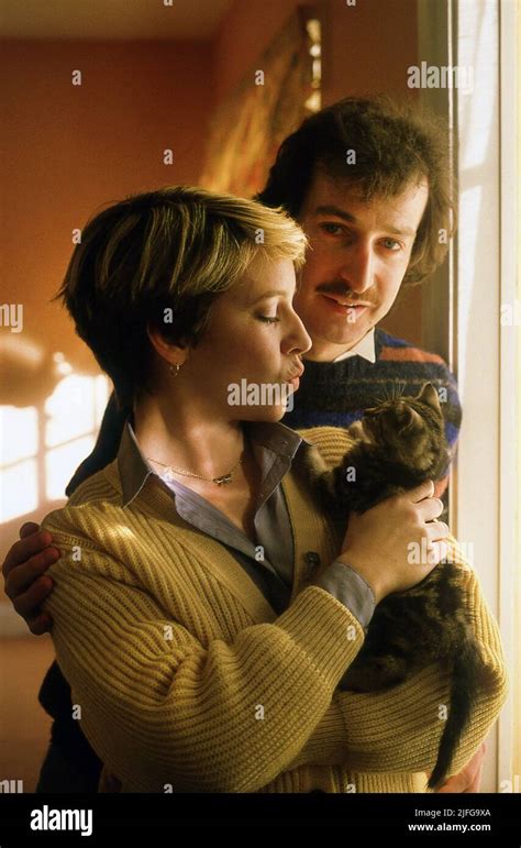 Radio 1 DJ Steve Wright with partner and cat at home in 1990 Stock ...