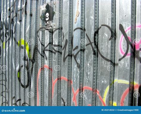 Graffiti On Metal Fence Stock Photo - Image: 45314532