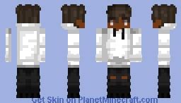 Black Boy with White hoodie Minecraft Skin