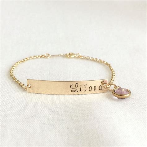 Personalized Baby Bracelet Bar Bracelet Birthstone Bracelet | Etsy