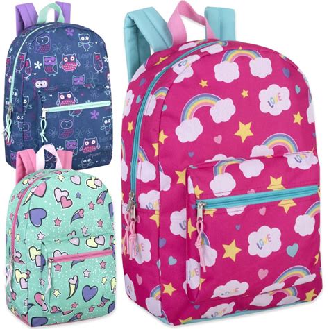 24 Wholesale 17 Inch Printed Backpacks - Girls Assortment - at - wholesalesockdeals.com