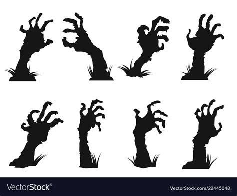 Zombie hands icon set Royalty Free Vector Image