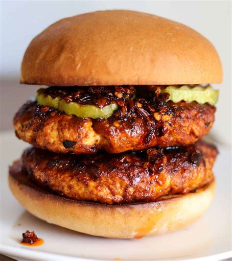 Nashville Hot Ground Chicken Burgers - Kinda Healthy Recipes