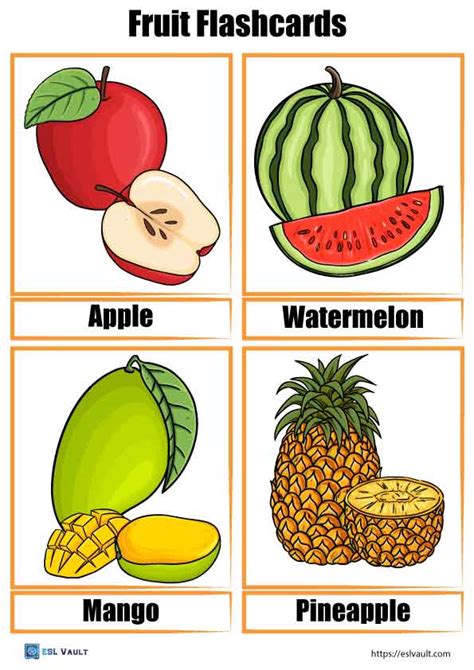 40 free fruit flashcards (PDF) - ESL Vault