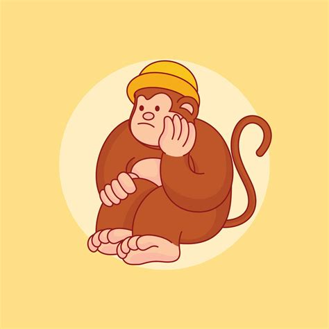 Sad monkey cartoon vector icon illustration 10558636 Vector Art at Vecteezy