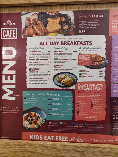 Morrisons Cafe menu - build your own breakfast section says that all ...