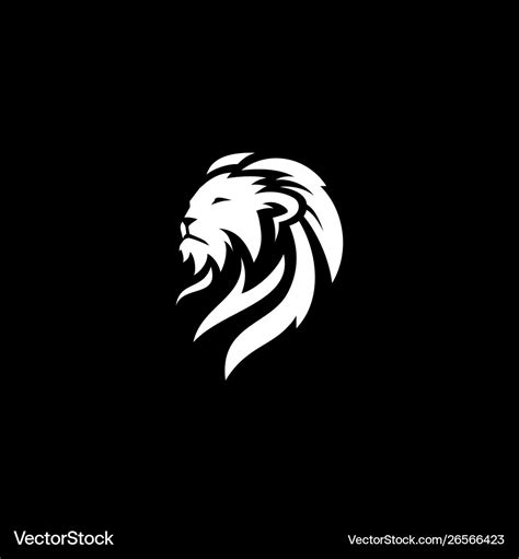 Lion head logo icon on black background Royalty Free Vector