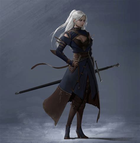 Anime Girls Simple Background Warrior Girls Sword Women With Swords White Hair Wallpaper ...