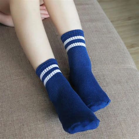 Stripe Print Kids Girls Socks Cotton School Students Socks Soft Kids Feet Wamer Casual ...