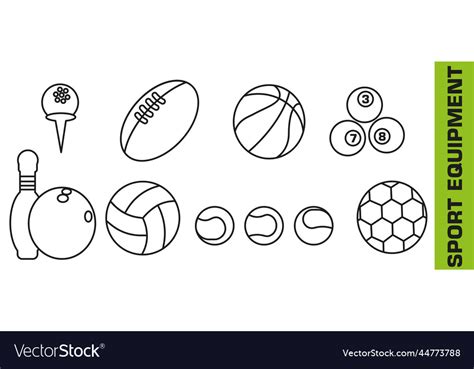 Sports equipment icons Royalty Free Vector Image