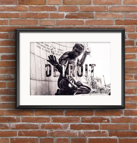 Spirit of Detroit Art Print Black and White Detroit Michigan | Etsy